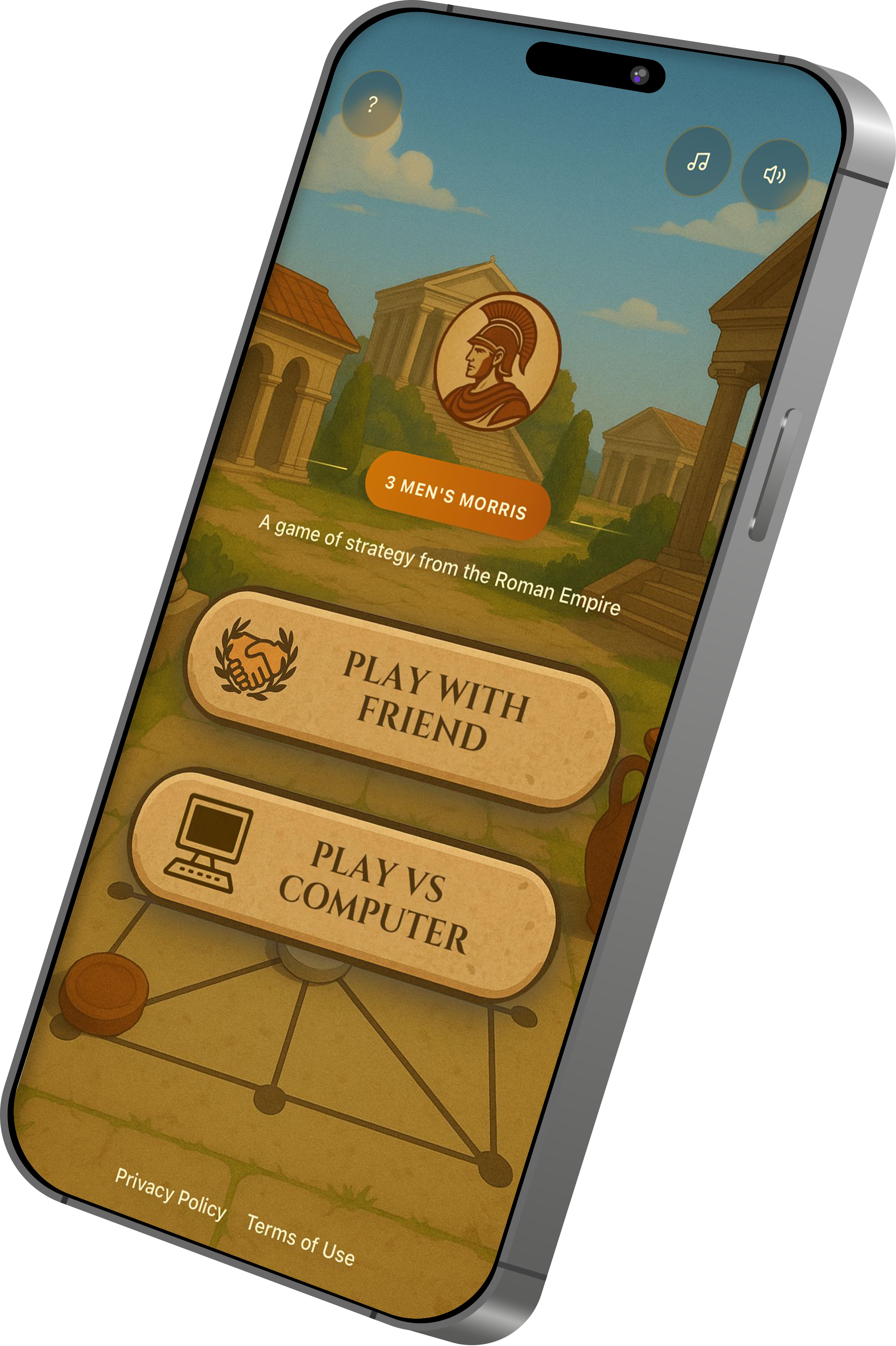 3 Men's Morris app screen